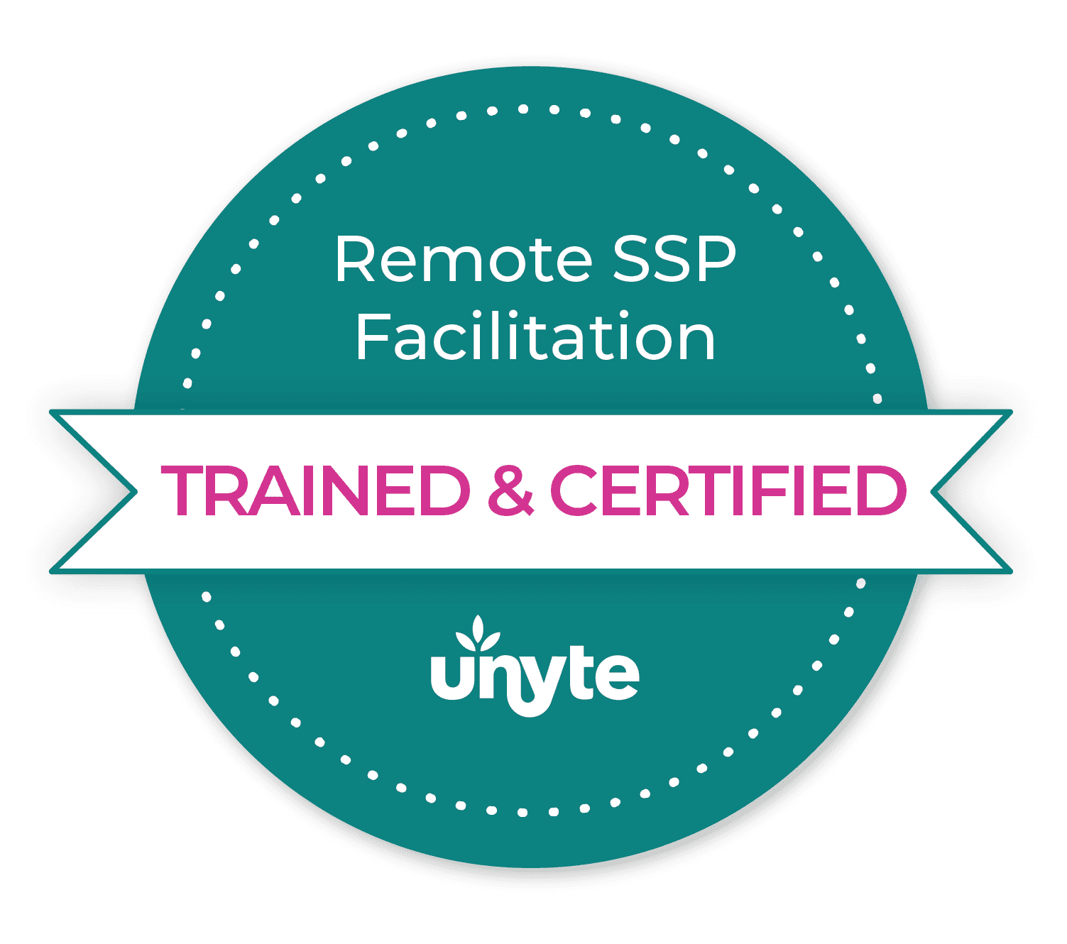 Badge for Remote SSP Facilitation, Trained & Certified by Unyte.